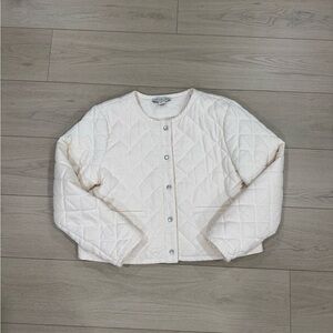 Rachel Zoe Cream Quilted Semi-Puffer Jacket